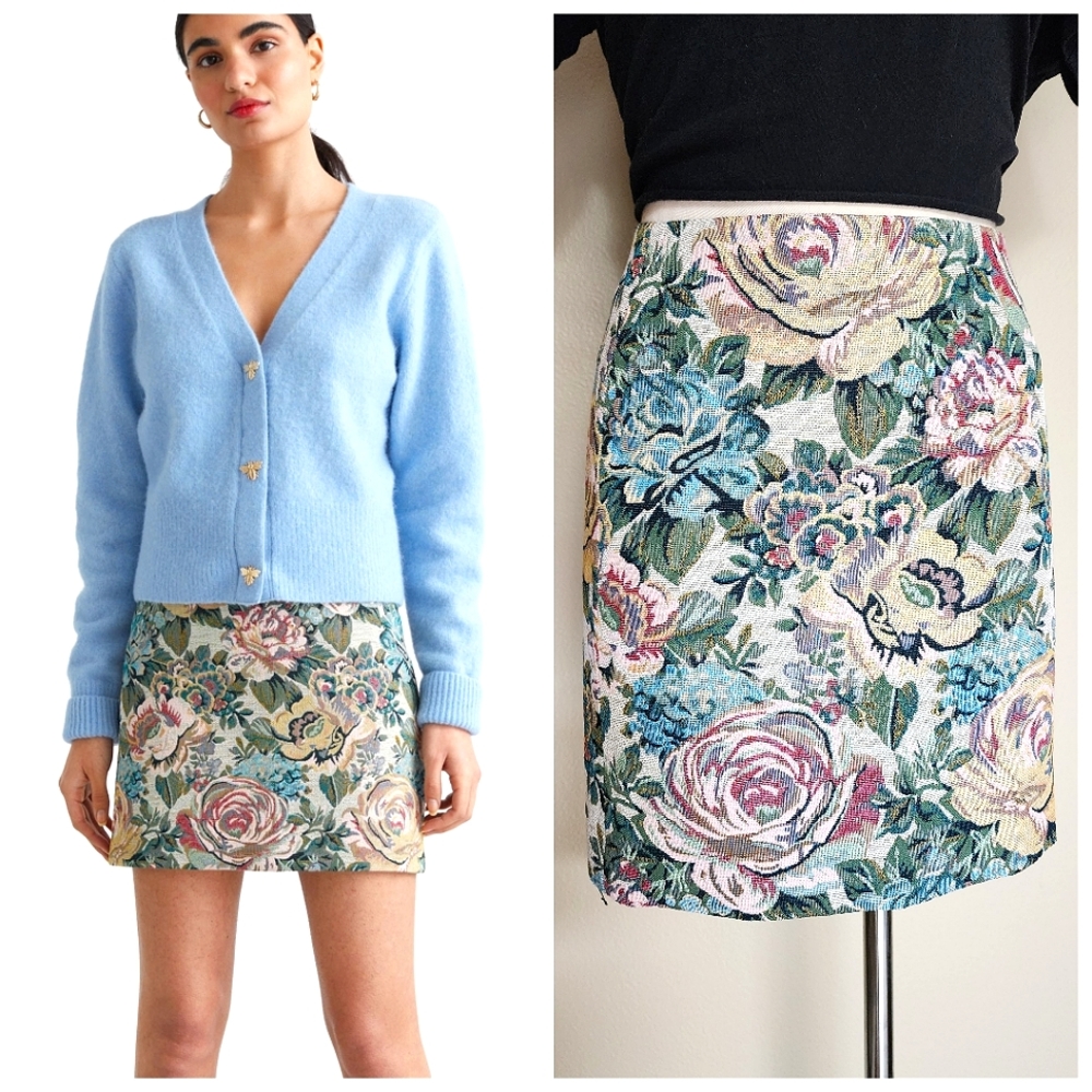 & Other Stories Floral Jacquard Mini Skirt